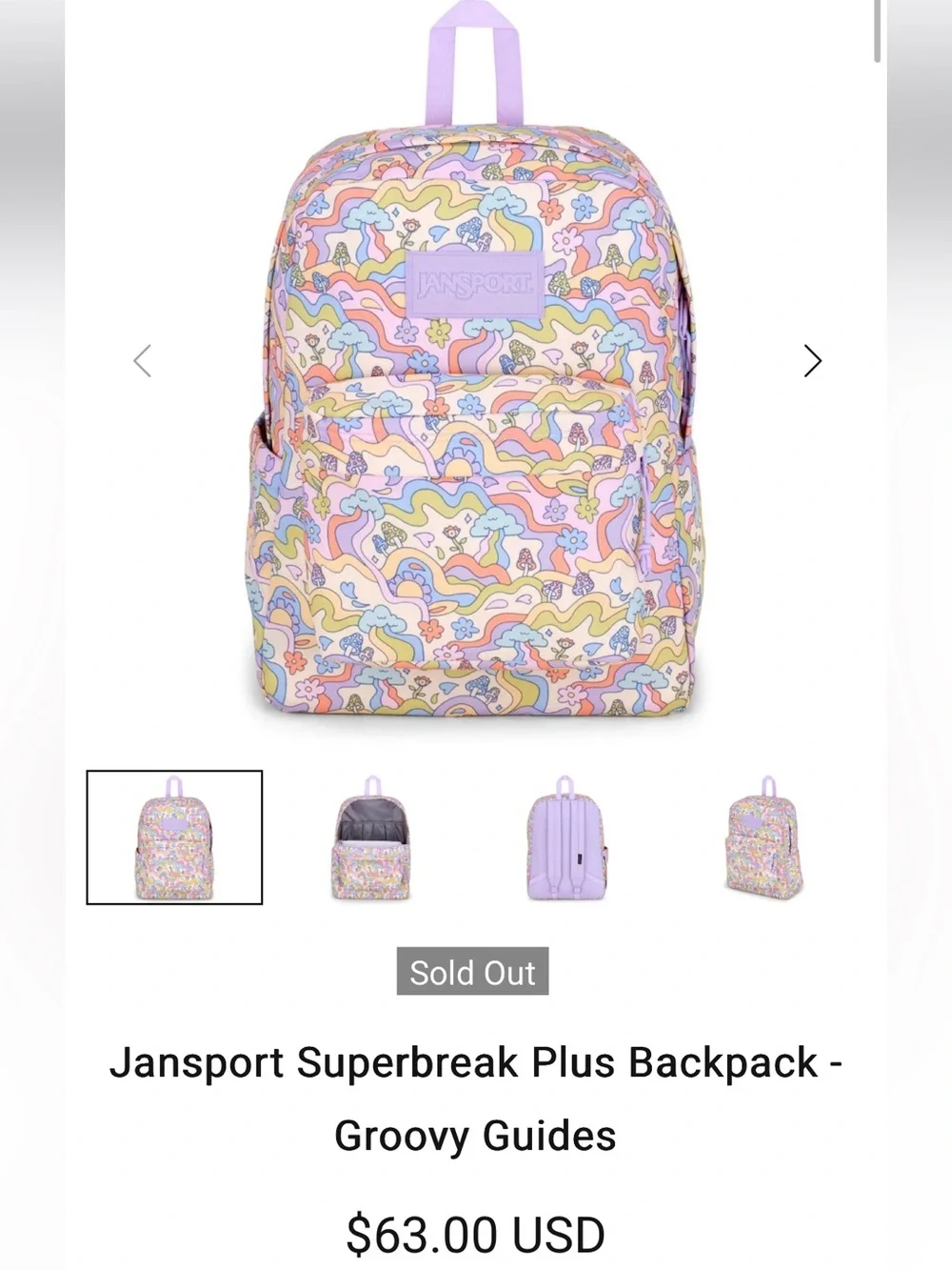 Jansport Kids Backpack - Pastel Rainbow Groovy Print